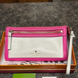 Kate Spade - small pink and white pochette bag